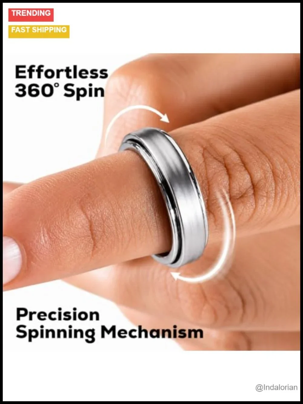 925 Sterling Silver Spinner Fidget Anxiety Ring for Women Men